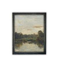 Vintage Framed Canvas Art // Framed Vintage Print Painting // Vintage Green Moody Landscape Set of 3 (sold individually) // #LAN-276