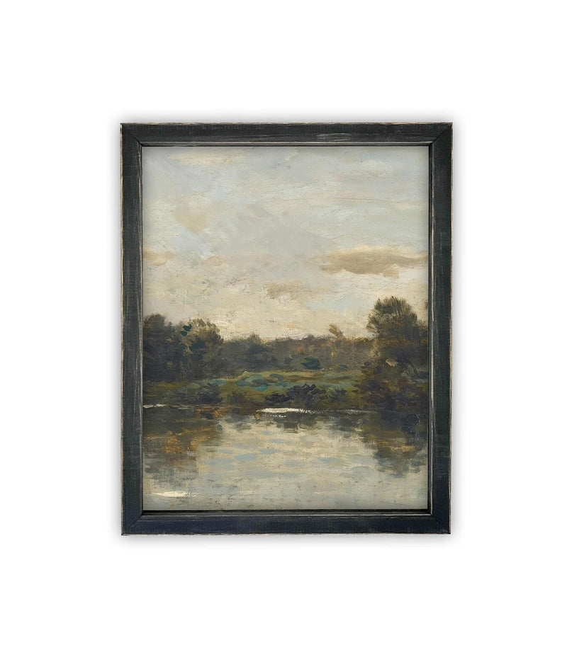 Vintage Framed Canvas Art // Framed Vintage Print Painting // Vintage Green Moody Landscape Set of 3 (sold individually) // #LAN-276
