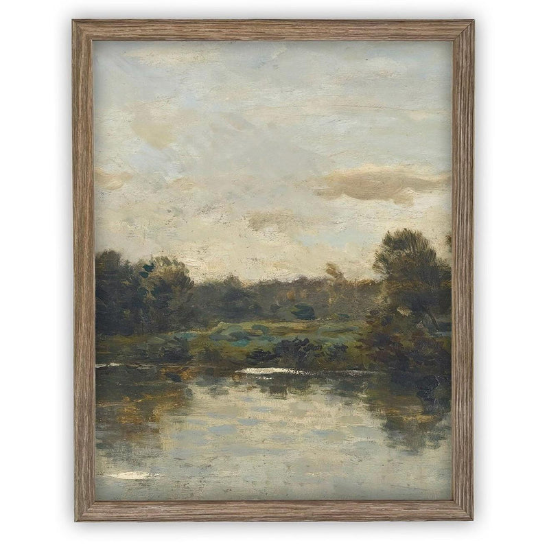 Vintage Framed Canvas Art // Framed Vintage Print Painting // Vintage Green Moody Landscape Set of 3 (sold individually) // #LAN-276