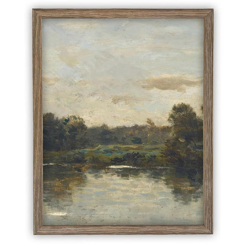 Vintage Framed Canvas Art // Framed Vintage Print Painting // Vintage Green Moody Landscape Set of 3 (sold individually) // #LAN-276