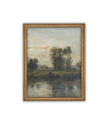 Vintage Framed Canvas Art // Framed Vintage Print Painting // Vintage Green Moody Landscape Set of 3 (sold individually) // #LAN-277