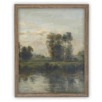 Vintage Framed Canvas Art // Framed Vintage Print Painting // Vintage Green Moody Landscape Set of 3 (sold individually) // #LAN-277