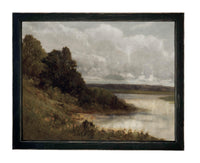 Framed Vintage Canvas Print: Moody Marsh Landscape Art