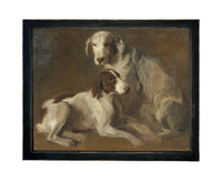 READY TO SHIP 11x14 Vintage Canvas Print: Neutral Print with hound dogs, Farmhouse Art