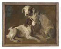 READY TO SHIP 11x14 Vintage Canvas Print: Neutral Print with hound dogs, Farmhouse Art