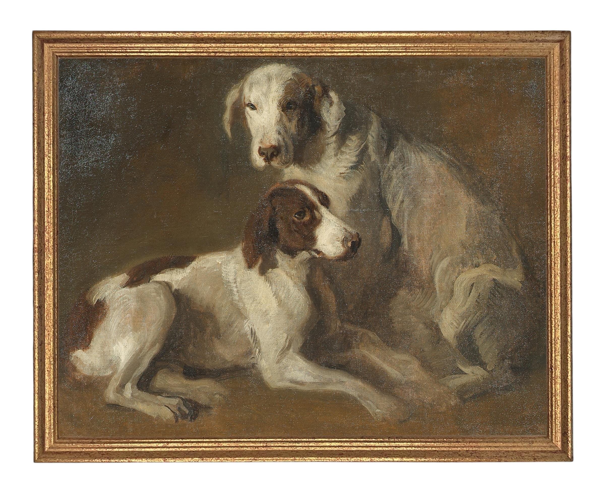 READY TO SHIP 11x14 Vintage Canvas Print: Neutral Print with hound dogs, Farmhouse Art