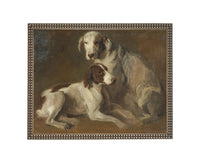 READY TO SHIP 11x14 Vintage Canvas Print: Neutral Print with hound dogs, Farmhouse Art
