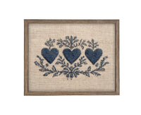 Framed Vintage Canvas Print: Folk Art Heart Tapestry Art
