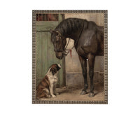 READY to SHIP 11x14 Framed Canvas Print: Horse and Dog Equestrian Art
