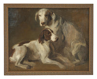 READY TO SHIP 11x14 Vintage Canvas Print: Neutral Print with hound dogs, Farmhouse Art