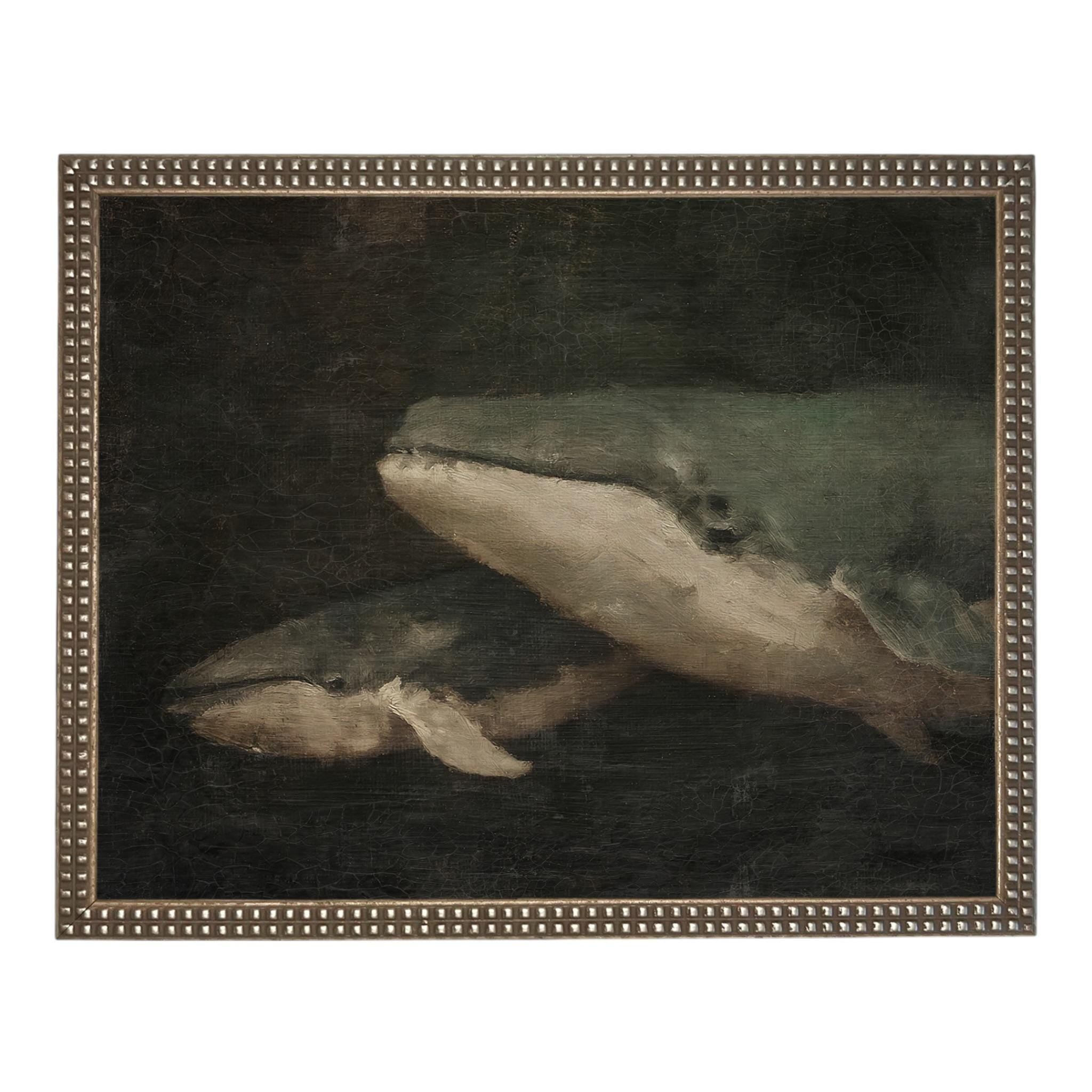 READY to SHIP 12x16 Vintage Seascape Canvas Print; Coastal Beach Art; Nautical Art; Whale #COAS-206
