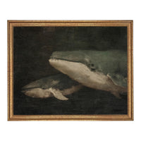 READY to SHIP 12x16 Vintage Seascape Canvas Print; Coastal Beach Art; Nautical Art; Whale #COAS-206