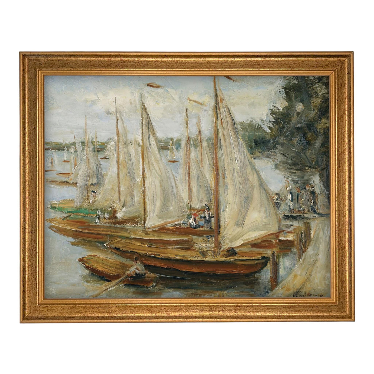 READY to SHIP 11x14 Sailboats Painting: Framed Canvas Print, Beach House Art #COAS-204