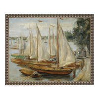 READY to SHIP 11x14 Sailboats Painting: Framed Canvas Print, Beach House Art #COAS-204