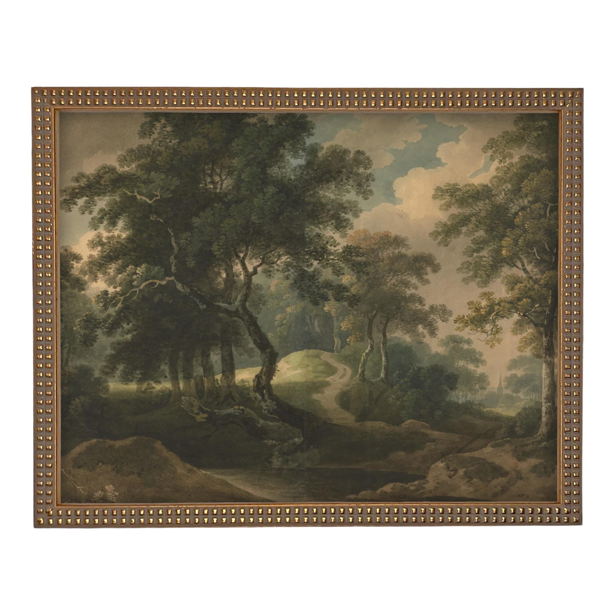 Framed Vintage Canvas Print: English Countryside Landscape Art #LAN-280
