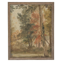 Framed Vintage Canvas Print: Fall Farmhouse Landscape Art #LAN-282