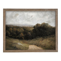 Framed Vintage Canvas Print: Countryside Road Landscape Art #LAN-284
