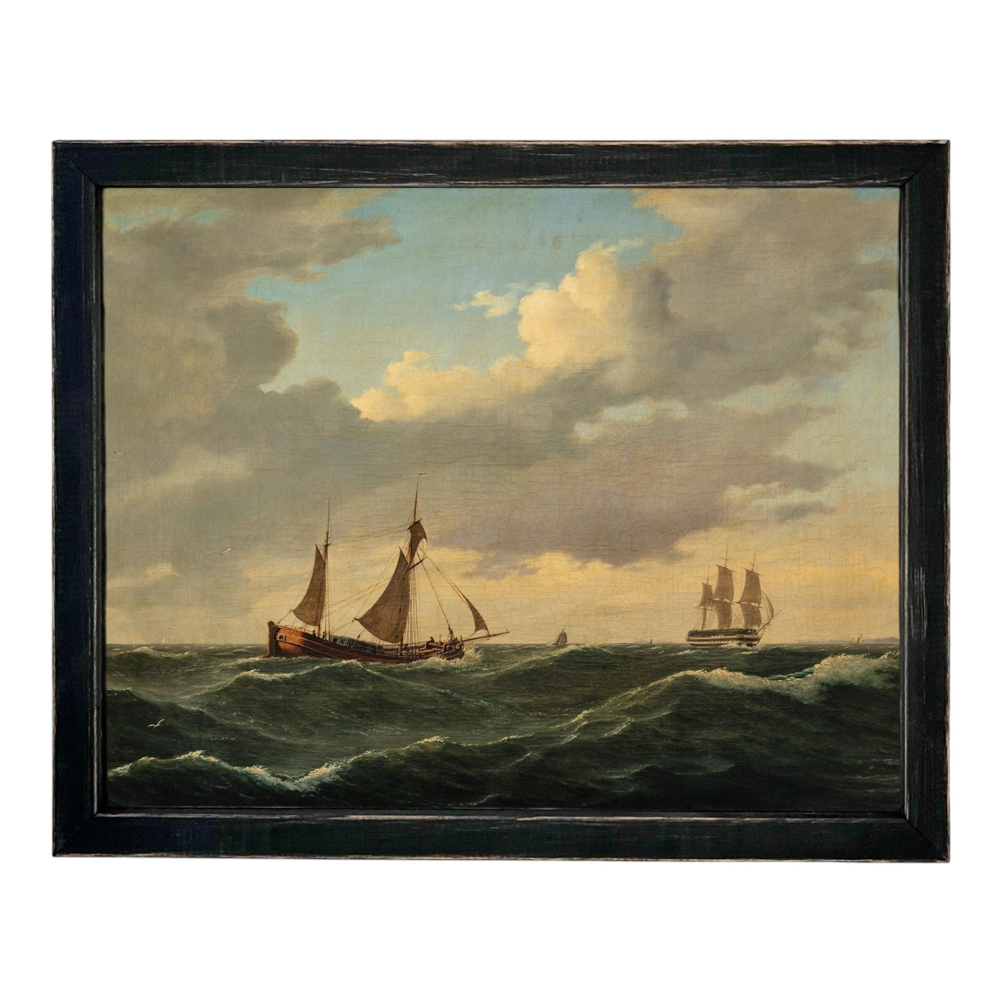 READY to SHIP 8x10 Sailboats Painting: Framed Canvas Print, Coastal Art #COAS-203