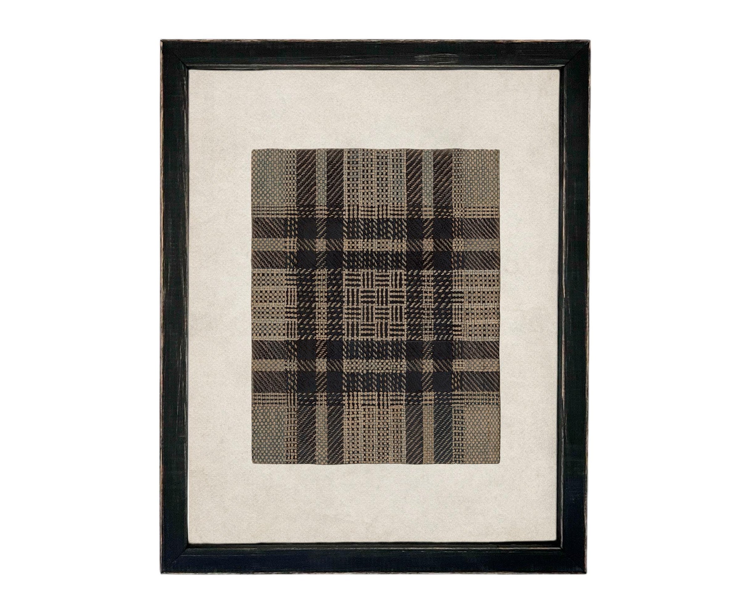 READY to SHIP 16x20 Vintage Canvas Print: Neutral Plaid Tapestry Art #MSC-109