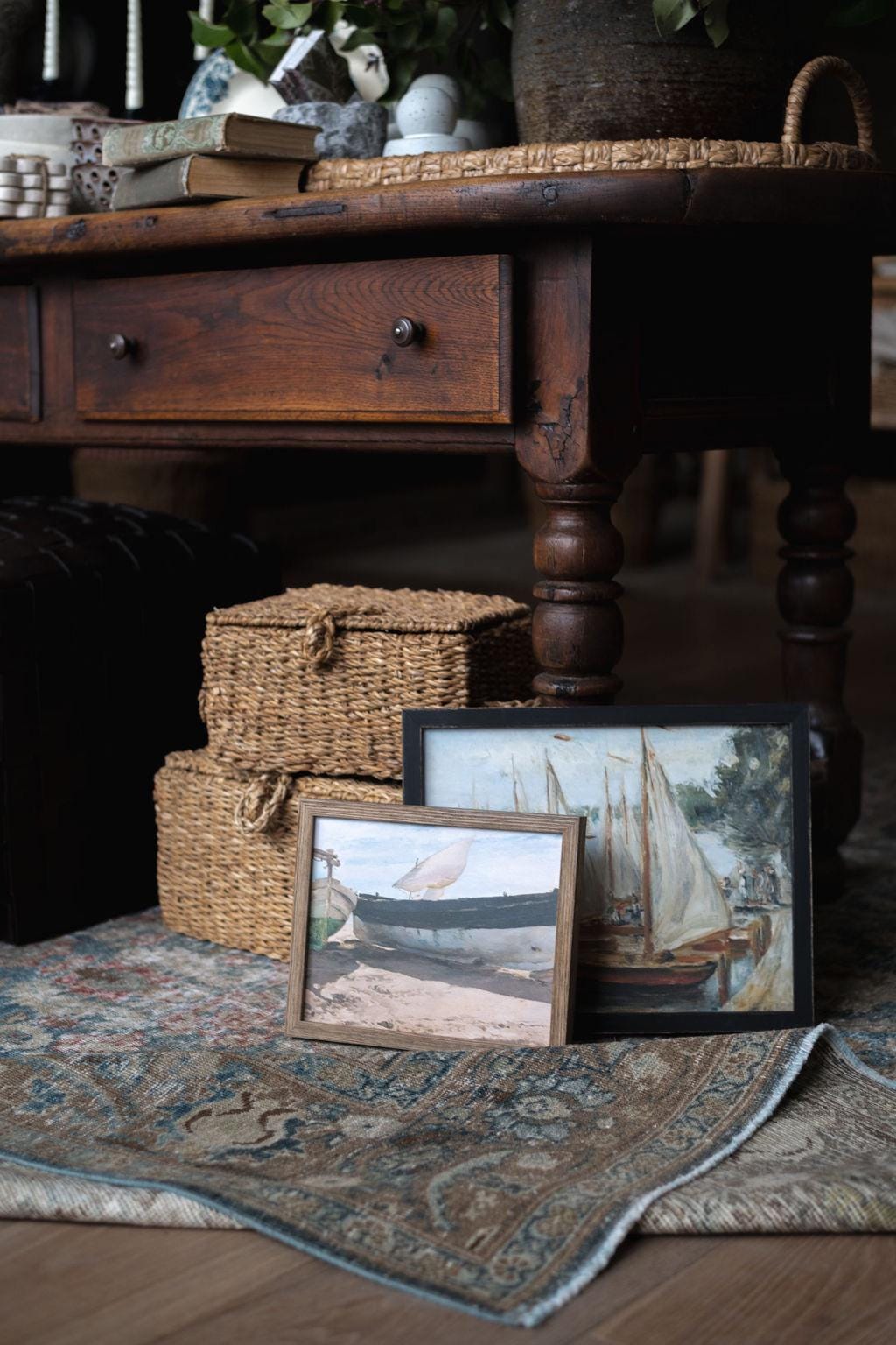 READY TO SHIP 8X10 Framed Sailboat Canvas Art: Nautical Beach Print