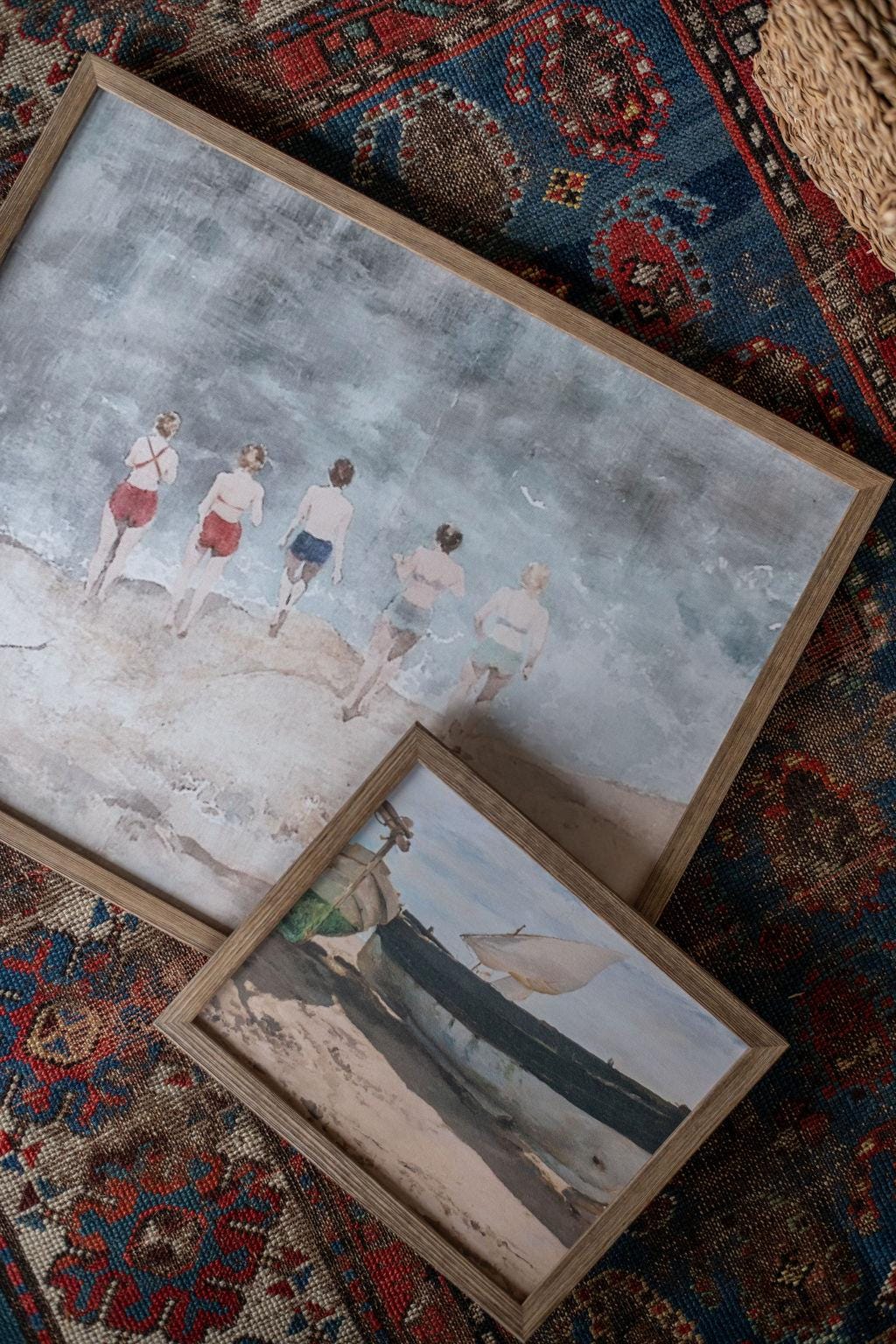 READY TO SHIP 8X10 Framed Sailboat Canvas Art: Nautical Beach Print