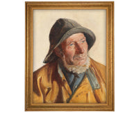 Vintage Framed Canvas Art // Framed Vintage Print // Vintage Painting // Vintage Portrait of a Fisherman// Farmhouse print //#P-556