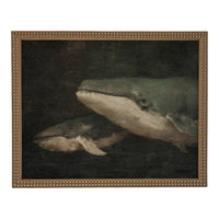 READY to SHIP 12x16 Vintage Seascape Canvas Print; Coastal Beach Art; Nautical Art; Whale #COAS-206