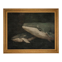 READY to SHIP 12x16 Vintage Seascape Canvas Print; Coastal Beach Art; Nautical Art; Whale #COAS-206