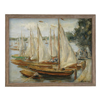 READY to SHIP 11x14 Sailboats Painting: Framed Canvas Print, Beach House Art #COAS-204