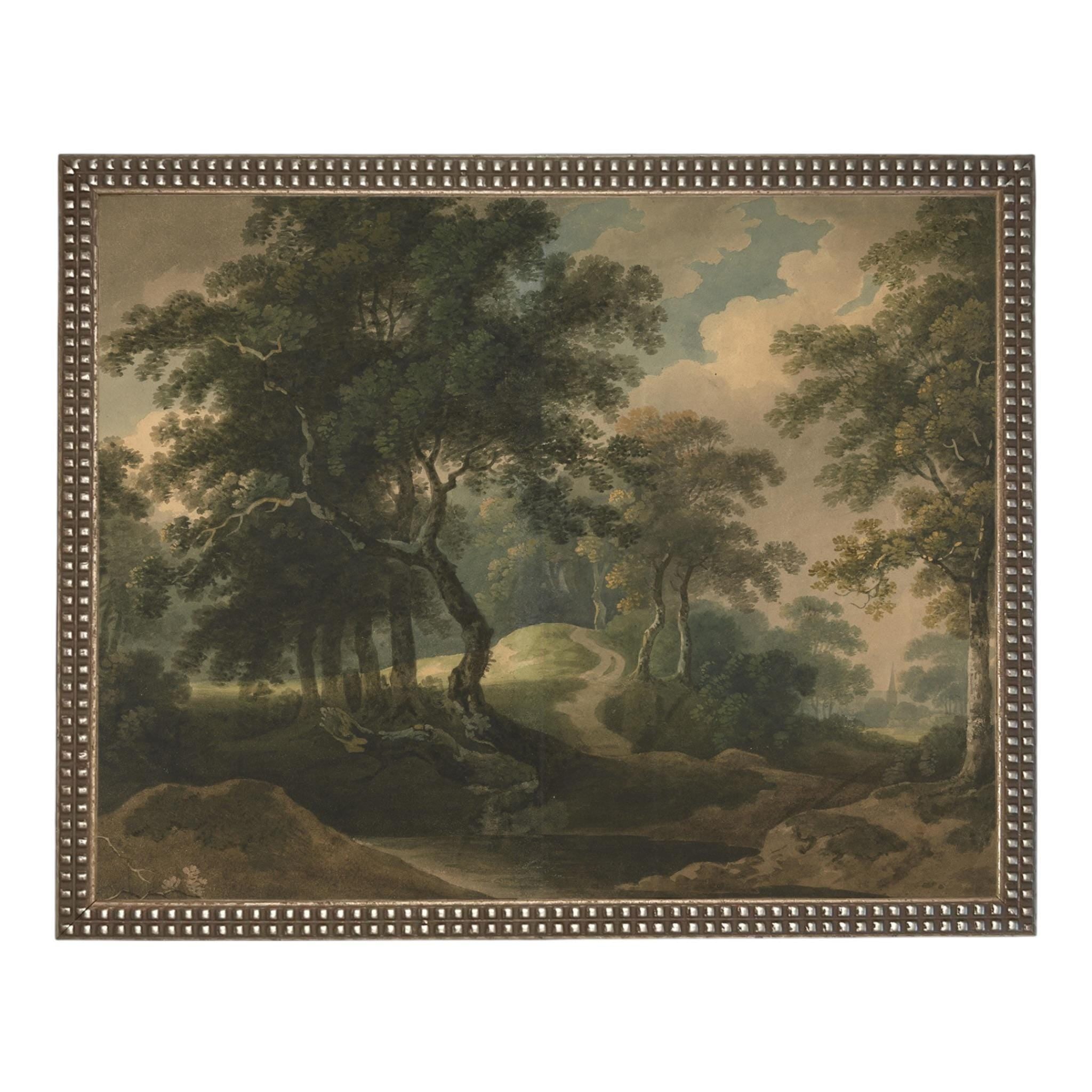 Framed Vintage Canvas Print: English Countryside Landscape Art #LAN-280