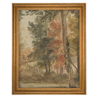Framed Vintage Canvas Print: Fall Farmhouse Landscape Art #LAN-282