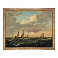 READY to SHIP 8x10 Sailboats Painting: Framed Canvas Print, Coastal Art #COAS-203
