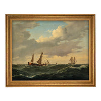 READY to SHIP 8x10 Sailboats Painting: Framed Canvas Print, Coastal Art #COAS-203