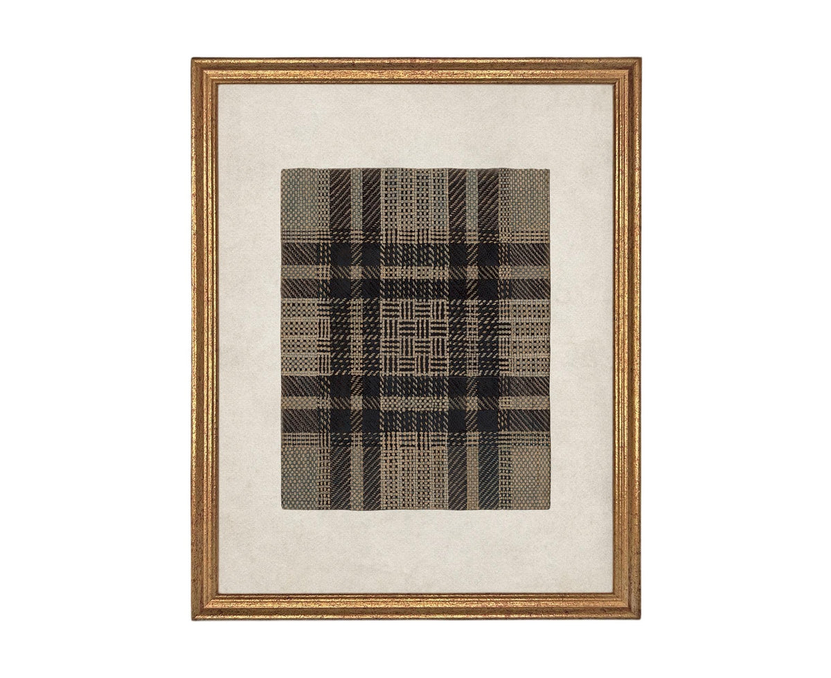 READY to SHIP 16x20 Vintage Canvas Print: Neutral Plaid Tapestry Art #MSC-109
