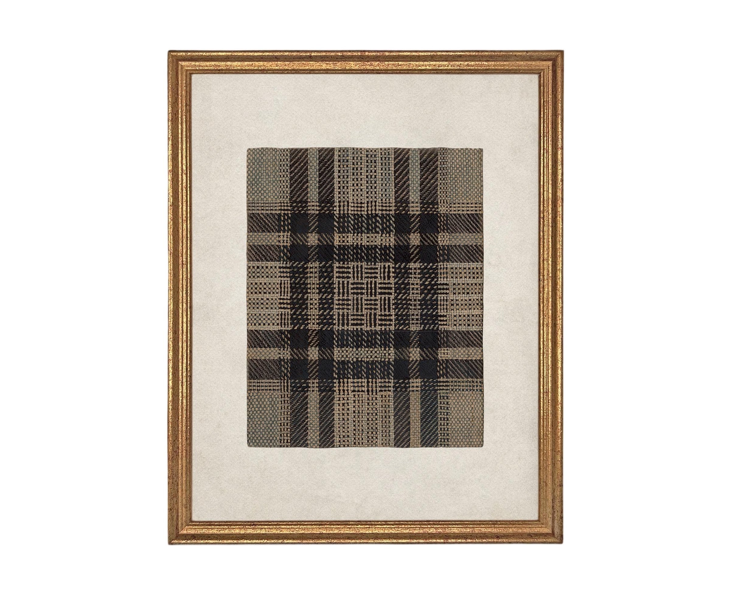 READY to SHIP 16x20 Vintage Canvas Print: Neutral Plaid Tapestry Art #MSC-109