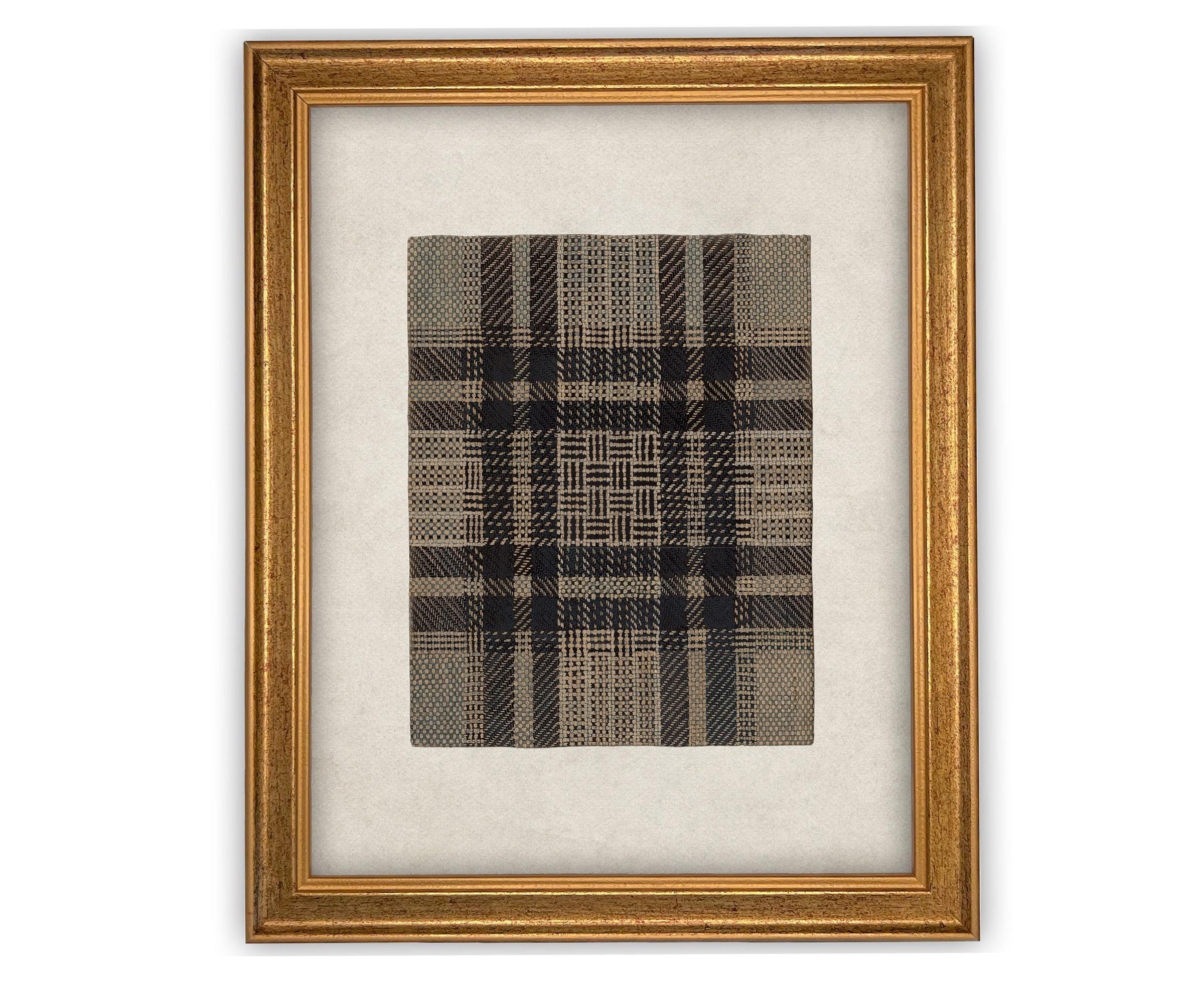 READY to SHIP 16x20 Vintage Canvas Print: Neutral Plaid Tapestry Art #MSC-109