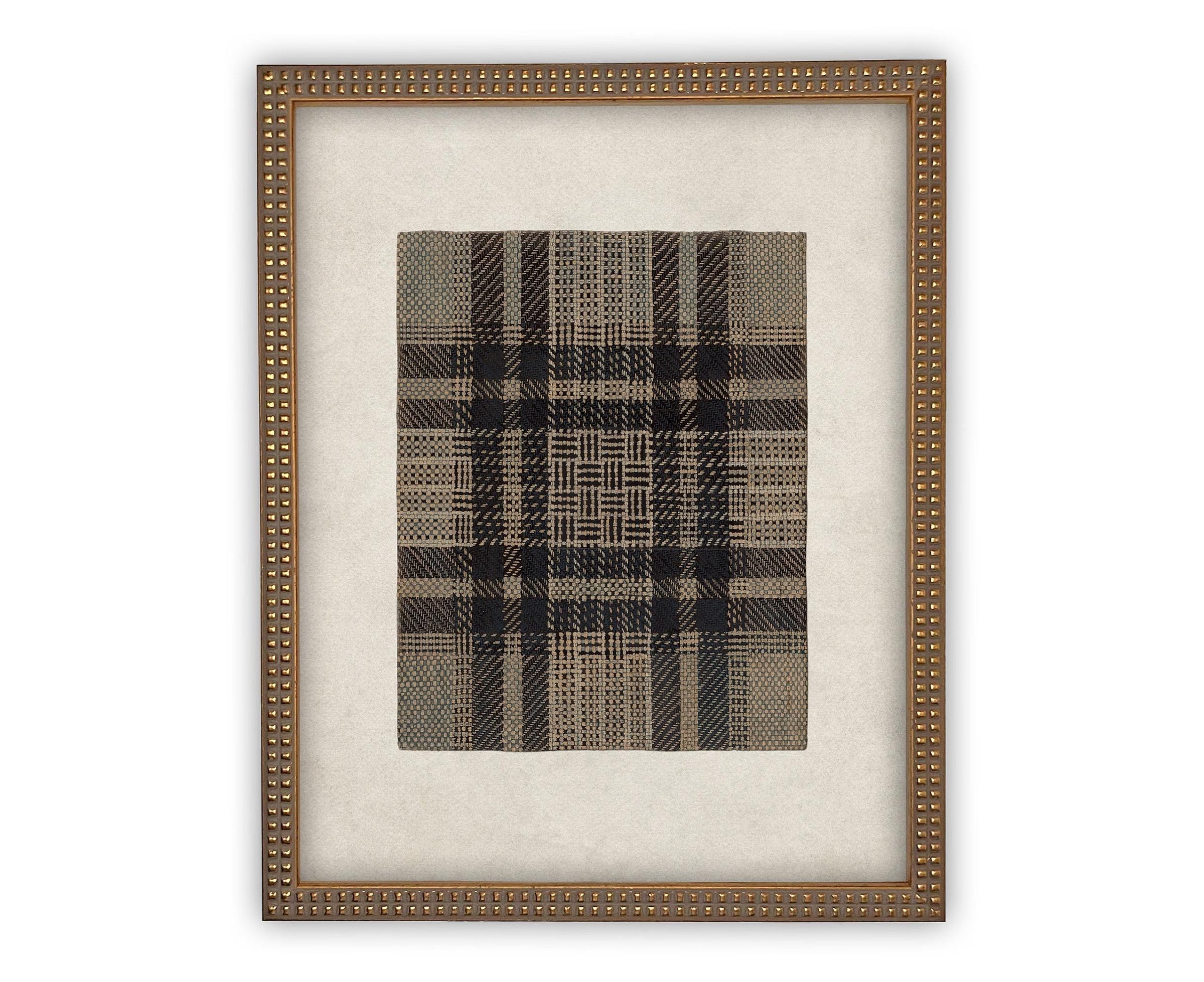 READY to SHIP 16x20 Vintage Canvas Print: Neutral Plaid Tapestry Art #MSC-109