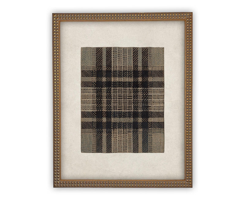 READY to SHIP 16x20 Vintage Canvas Print: Neutral Plaid Tapestry Art #MSC-109