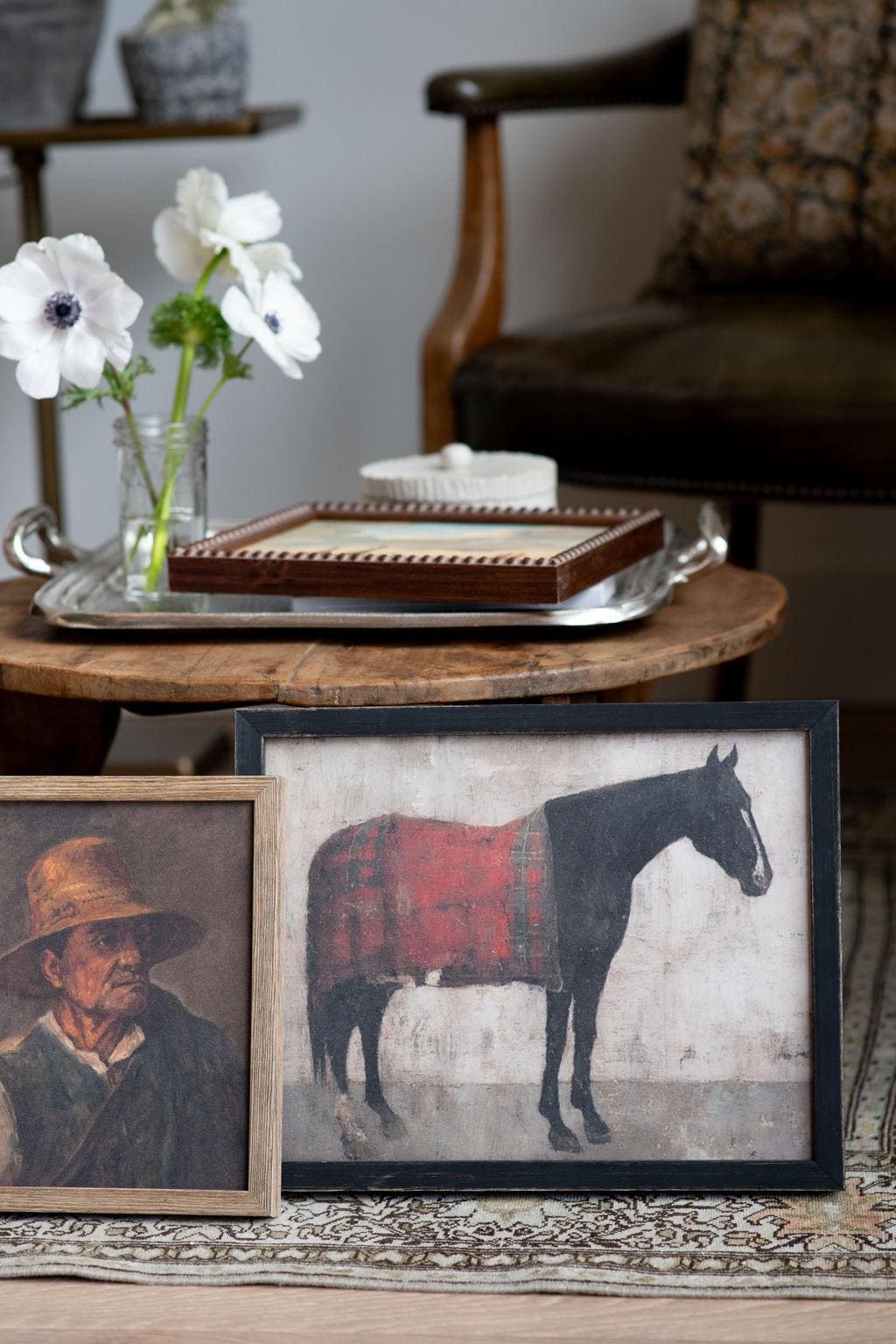 READY TO SHIP 8X10 Framed Canvas Art // Framed Vintage Print // Vintage Painting // Painting of a Man with Pipe // Moody Art //#P-555