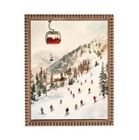 Vintage Ski Slope Canvas Print: Framed Winter Scene Art, Farmhouse Decor #CH-331