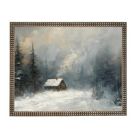 Vintage Framed Canvas Art // Framed Vintage Christmas Print // Vintage Cottage Painting // Winter Landscape // Lakehouse Cabin // CH-332