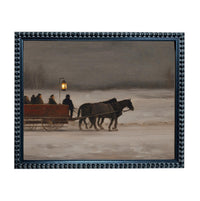 Vintage Sleigh Ride Canvas Print: Framed Winter Christmas Farmhouse Art CH-333