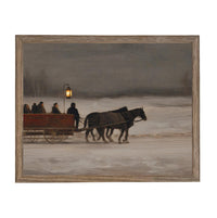 Vintage Sleigh Ride Canvas Print: Framed Winter Christmas Farmhouse Art CH-333