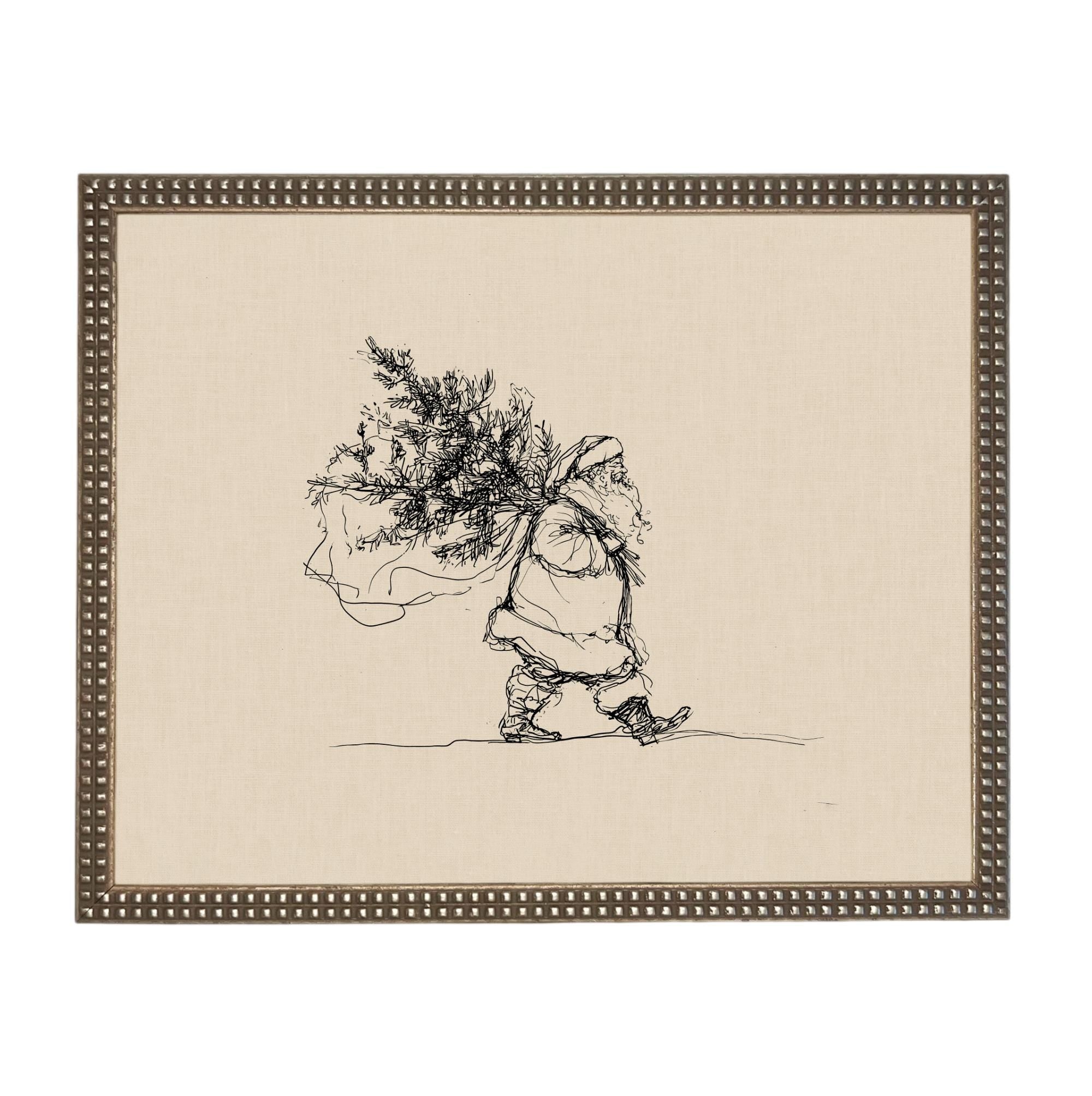 Vintage Christmas Santa Canvas Print: Farmhouse Framed Art #CH-335