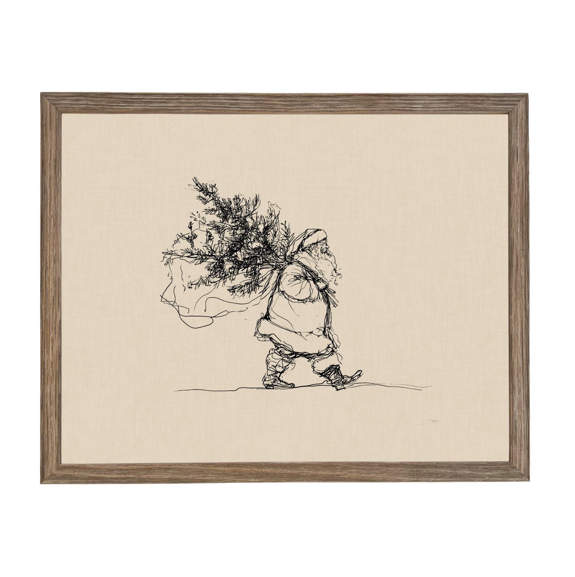 Vintage Christmas Santa Canvas Print: Farmhouse Framed Art #CH-335