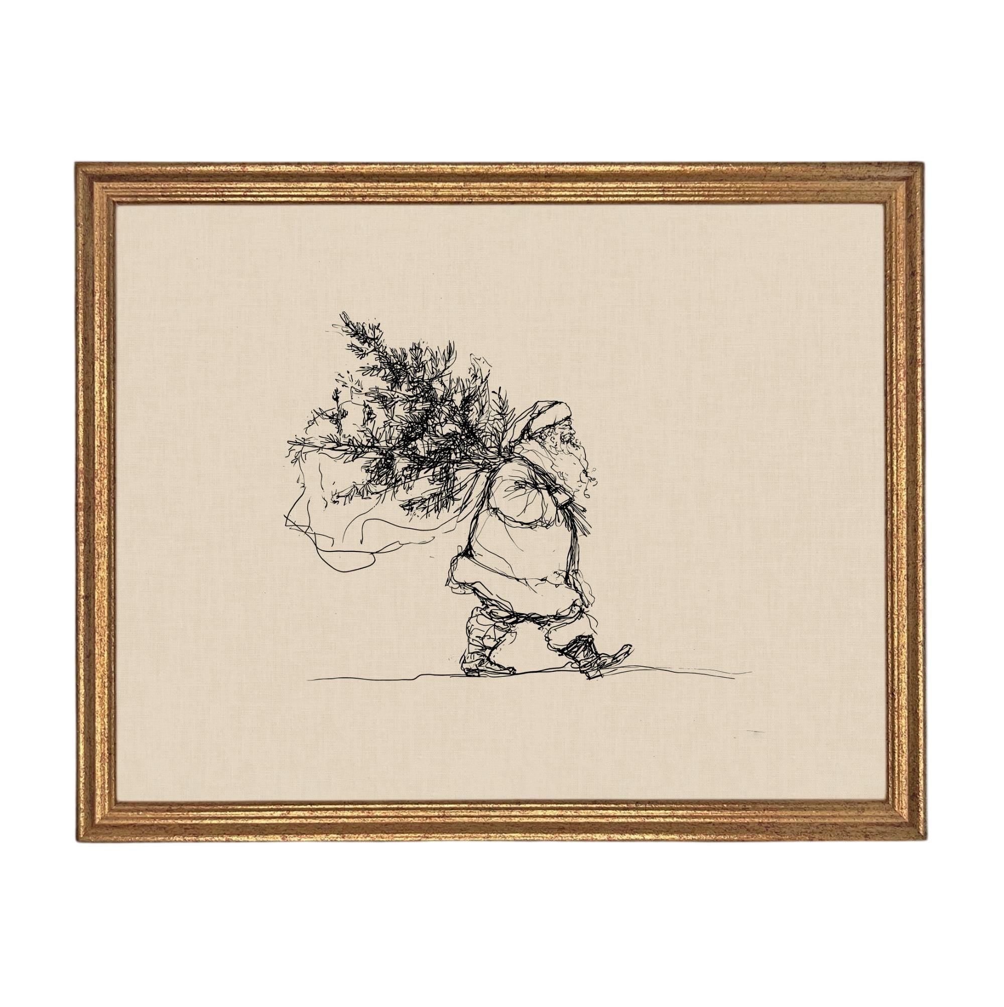 Vintage Christmas Santa Canvas Print: Farmhouse Framed Art #CH-335
