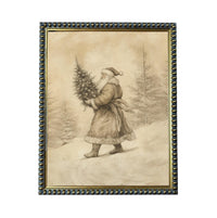 Vintage Christmas Santa Canvas Print: Farmhouse Framed Art #CH-336