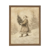 Vintage Christmas Santa Canvas Print: Farmhouse Framed Art #CH-336