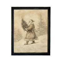 Vintage Christmas Santa Canvas Print: Farmhouse Framed Art #CH-336
