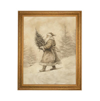 Vintage Christmas Santa Canvas Print: Farmhouse Framed Art #CH-336